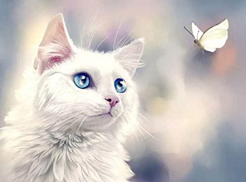 Kit point de croix papillon chat blanc cadeau Noël et festival DIY