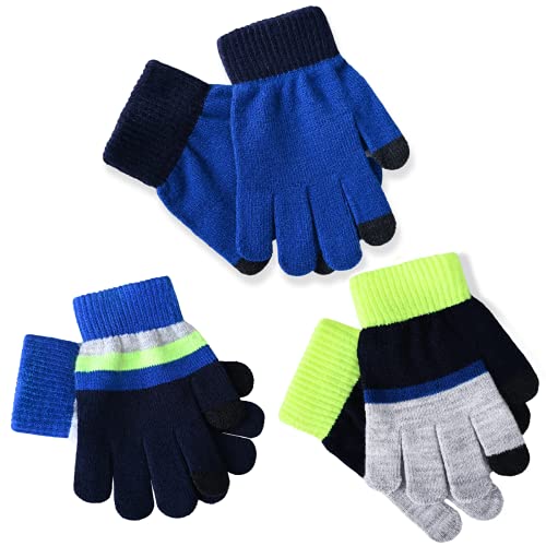 accsa 3 Pares de Guantes Mágicos Invierno Calientes Guantes Elásticos Cálidos Pantalla Táctil Guantes de Dedos Completos para Niños de 6-10 Años Cover