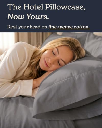 Image of Beckham Hotel Collection King Pillow Cases Set of 2, Cool Touch Sateen Pillowcases, 500TC Cotton, Silky Smooth & Soft, Open End, Dark Gray
