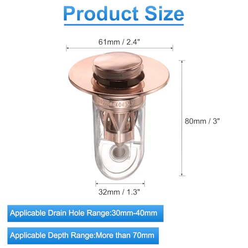 Tapón para lavabo de baño con filtro y sello push miniatura 2