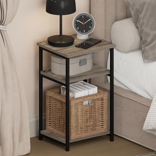 Furinno JUST 3-Tier Metal Frame Night Stand, Nightstand, French Oak - image 1