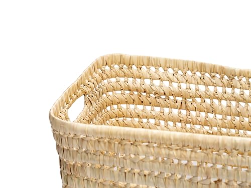 Cesta de almacenamiento rectangular de palma hecha a mano de 40x30x22 cm para armarios 3