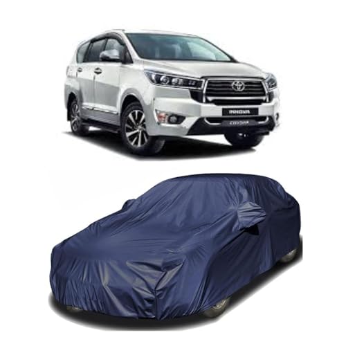 Image of Car Body Cover Compatible with Toyota Innova Crysta | Water, Dust & UV Protection | Mirror Pockets | Elastic Grip | Triple Stitch Innova Crysta Car Cover (Blue)