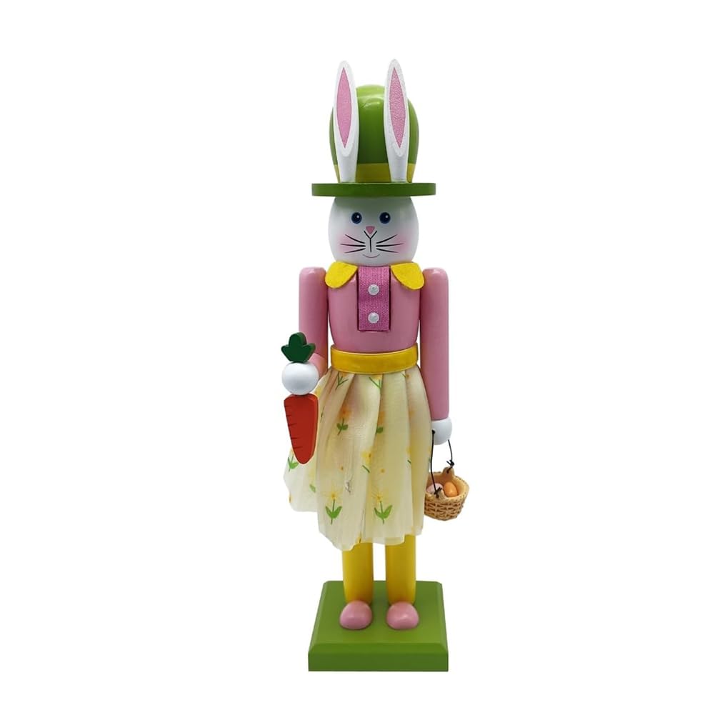 CTRLZS Wooden Nutcracker Decorations Easter Bunny Wooden Nutcracker Decor Nutcracker Ornament B