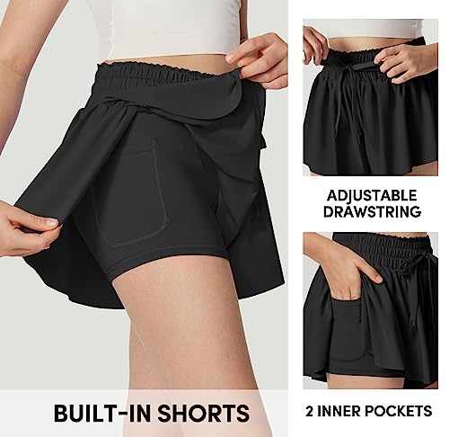 IUGA Girls Butterfly Shorts with Pockets Athletic Flowy Preppy Clothes Running Tennis Dance Cheer 2 in 1 Shorts Teen Girls4