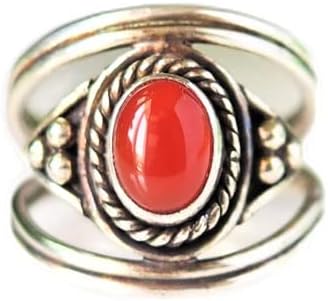 Red Coral Ring, Women Ring, Promise Ring, Red Coral ~ Gemstone Ring, Organic Ring, Handmade Ring, Gypsy Ring, Gift For Her, Trending Ring, Bogo Statement Ring, Birthday gift ring, Coral Jewelry