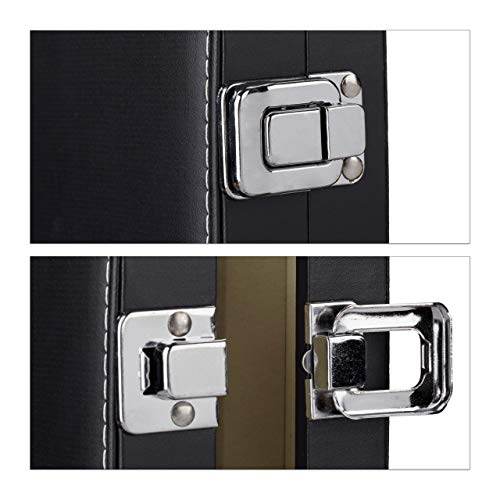 Relaxdays 10023503 Backgammon Koffer, hochwertiges Set, inklusive komplettem Zubehör, Tavla Brettspiel, B x T 47 x 36 cm, schwarz