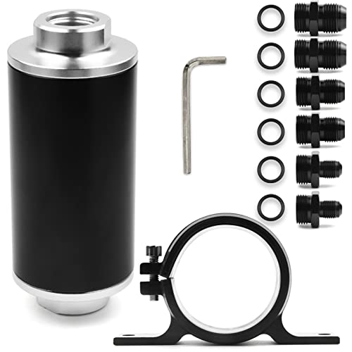 Zhubang 30 Micron Fuel Filter Mount Aluminum Inline Bracket Universal 58Mm Black High Flow Turbo 6An 8An 10An Adapter #TOP1