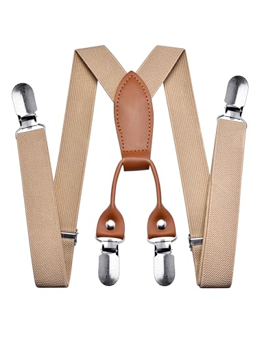 Branduce Khaki Baby Boy Suspender with 4 Strong Clips Adjustable Kids Y Back Suspenders (SS01-26)