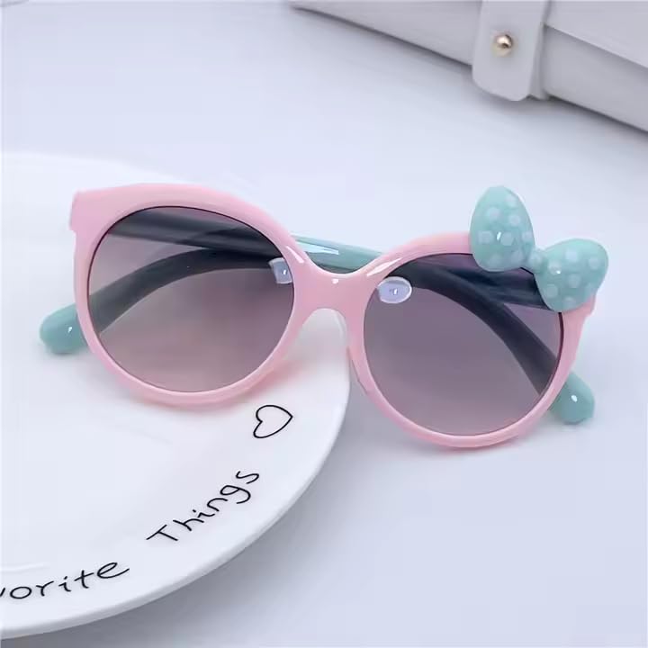 Image of Dervin UV Protected Girl's Bow Cute Sunglasses Baby Personality Cartoon Travel Sunshade Glasses
