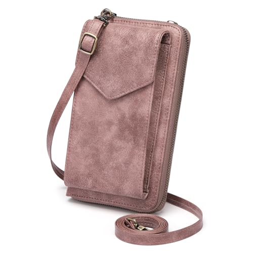 SENDEFN Bolso de Teléfono Móvil para Mujer, Cartera Movil Pequeño Cuero Vegano con Monedero, Mini Bolso Bandolera con Correa y Bandolera Extraíble