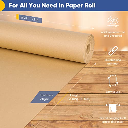 Vanhench Brown Wrapping Paper, Craft Paper, Kraft Paper 17.5"x 1200"(100'), Gift Wrapping Bulletin Board Arts & Crafts, Bouquet Flower Table Covering Poster Packing Shipping Moving Supplies 65GSM 45LB 2 41tgKc9rWCL