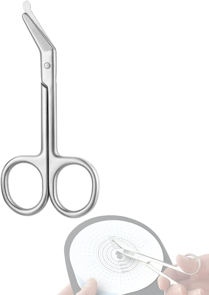 Ostomy Bag Scissor - Stoma Pouch Shear with Blunt Round Tip for Colostomy Ileostomy Care, Stainless Steel, 4.4" L, 1Pcs