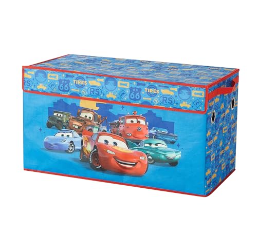 Disney Pixar Cars Collapsible Storage Trunk,Durable Kids Toy Organizer with Soft Lid, Foldable Chest for Bedroom & Playroom, 28.5" x 14.5" x 16"