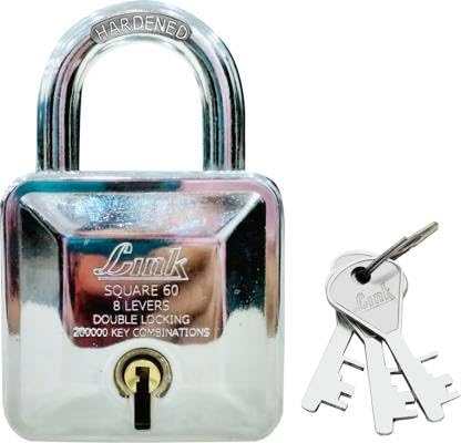 Link Square 65mm Diamond Cut Patented Design Padlock | 8 levers | Double Locking | 1 Cr Key Combinations | Hardened Shackle | Solid Steel Body with 3 Keys (B0CLZKMQFY) Amazon Price History, Amazon Price Tracker