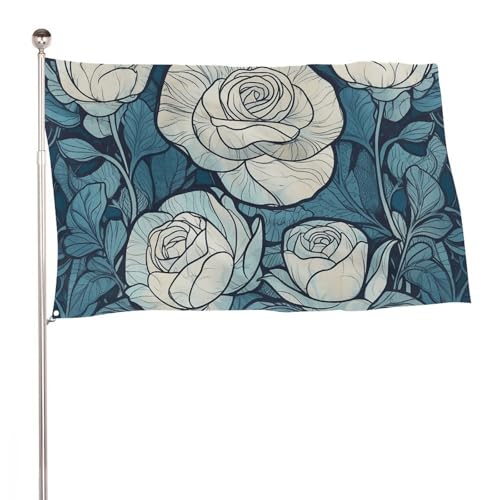Drapeaux d'extérieur 60x90cm fleurs blanches robustes