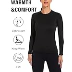 Womens Thermal Compression Long Sleeve Shirts Fleece Lined Tops Crew Neck Slim Fit Base Layer Ladies Underwear - Image 3
