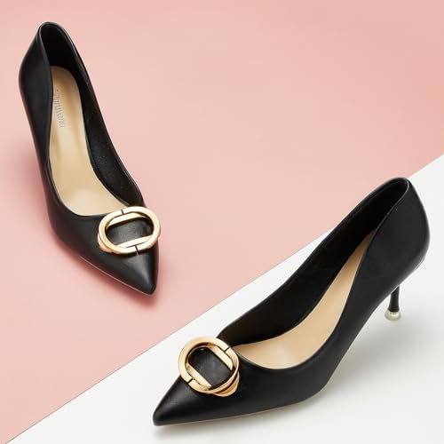 Image of C.Paravano Women's Pumps | Women Heels Closed Toe | Pumps Shoes Women | Chic Pointed Toe Design | Comfort Heels