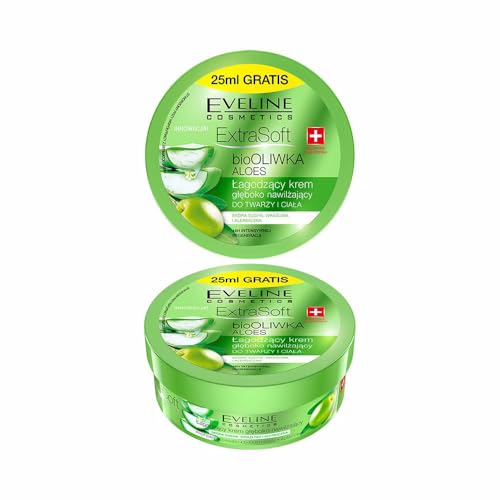 Eveline Cosmetics Soft Bioolive Crème Hydratante Visage Et Corps À L'aloe Vera Pour Femme | 175 ml | Baume Nourrissant | Pour Peaux Sensibles | Hydratation Quotidienne À Absorption Rapide