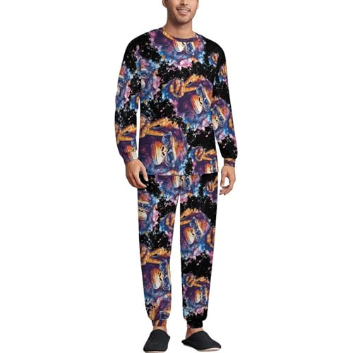 Peace Sign Bigfoot Sasquatch Pajama Set Long Sleeve Lounge Sets Sleepwear 2 Pjs Nightwear for Men Women