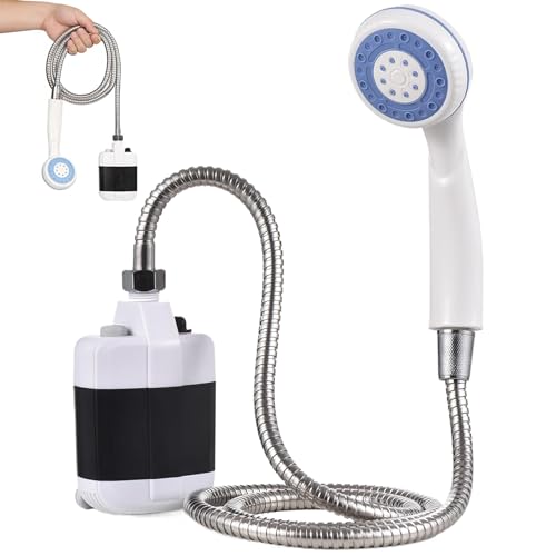 Aetherize Portable Shower Camping Shower Pump USB Rechargeable Outdoor Waterproof Portable Pump with Head for Hiking, Backpacking, Travel, Beach, Pet Outdoor