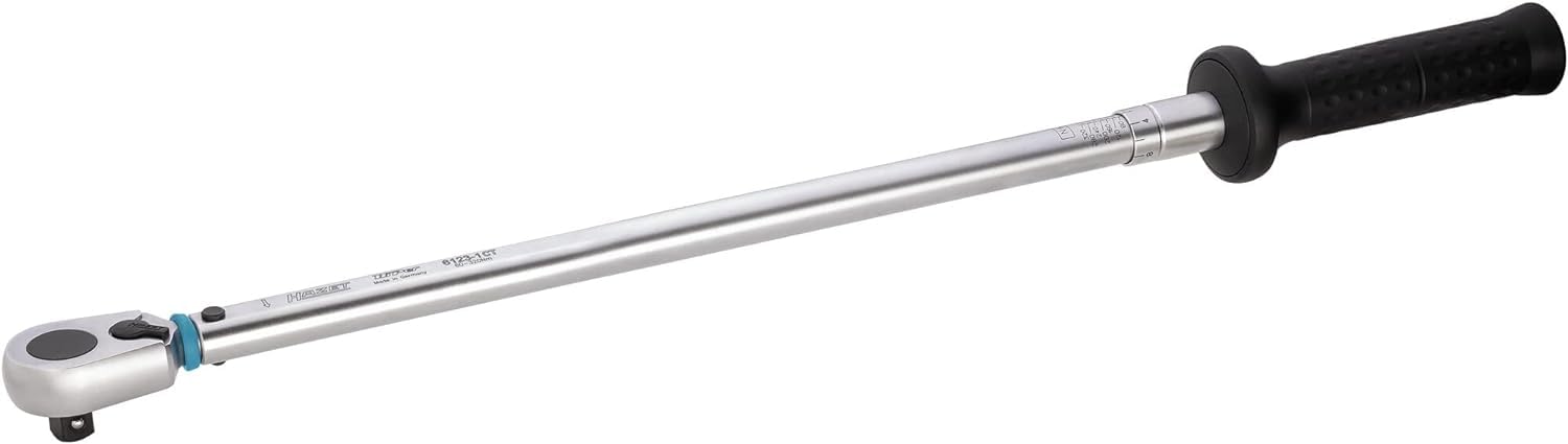 Hazet Drehmomentschlüssel 6123-1CT, 1/2 Zoll (12,5 mm) Vierkant | Drehmomentbereich 60-320 Nm, Abtrieb 1/2 Zoll (12,5 mm) Vierkant massiv, hartverchromt, Länge 661 mm, Genauigkeit 2 %, 1513 g