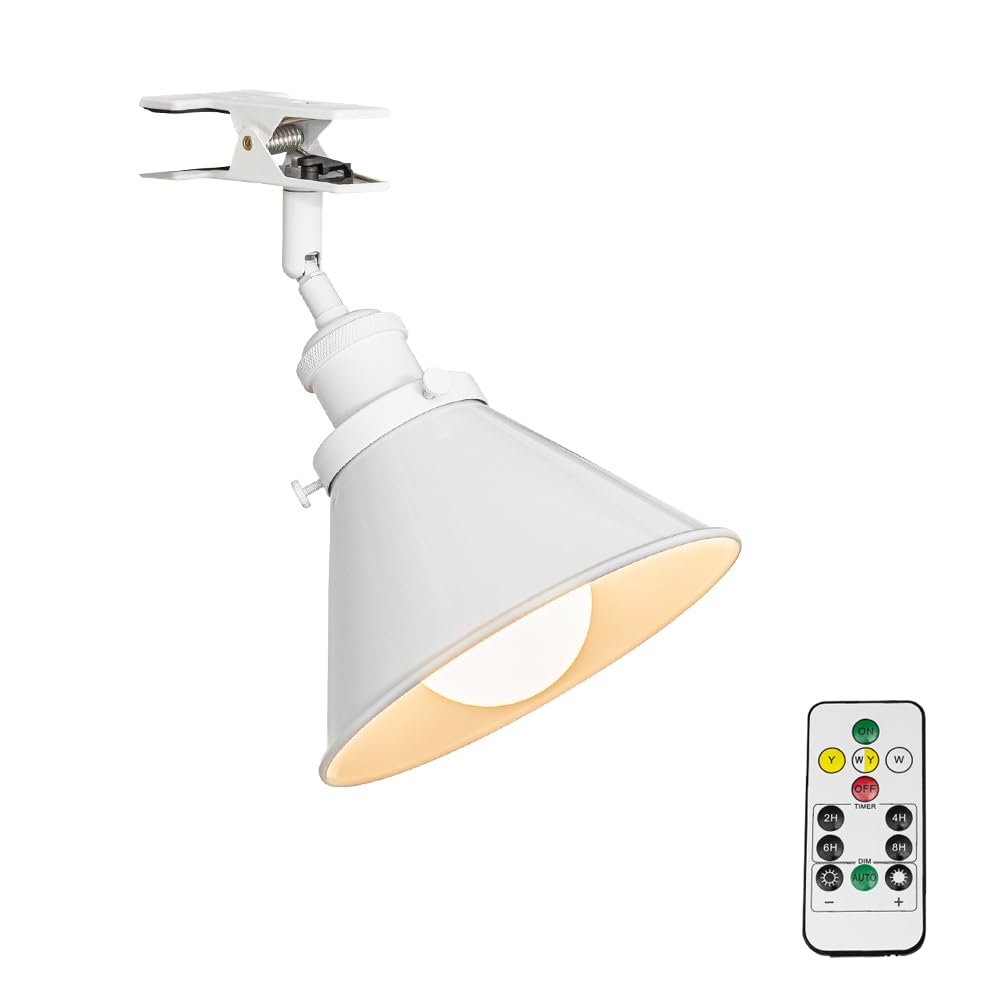 Verstellbare Klemmlampe mit Akku,LED Weiß Wandlampe innen, Dimmbar Nachttischlampe,Schreibtischlampe ideal für Flur Büro Heimgebrauch - 18x10CM - TD0679