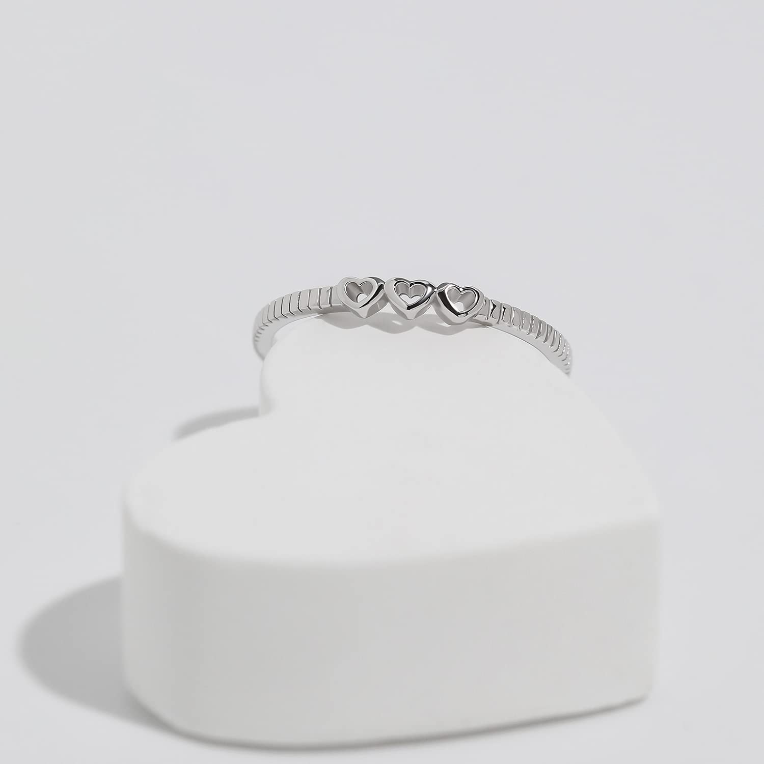 Meissa zierliche Herz Ring für Frauen 925 Sterling Silber stapelbar Ringe dünn Stacking Ring handgefertigte Freundschaft Ringe für Teenager-Mädchen
