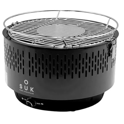 SOUK ONE Tischgrill mit Aktivbelüftung, Holzkohlegrill Grill mit Lüfter, Campinggrill BBQ Outdoor (Schwarz) – Bild 4