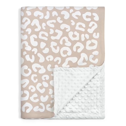 Image of Leopard Print Minky Baby Blanket 30 x 40 Inches for Girls, Soft Plush Receiving Blanket with Dotted Back, Gift for Toddler Newborn Infant Christmas Birthday Baby Shower