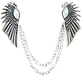 vintage Shirt collar Pin collar clip chain angel Wing Tips Pin brooch Tassel for Women accessories,Ancient silver