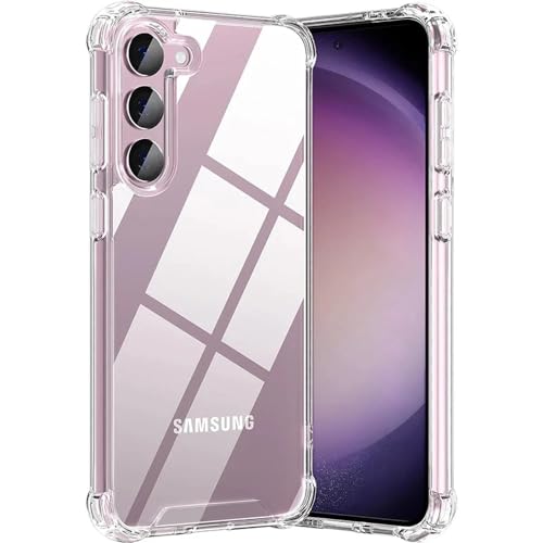 Hually Case Compatible with Samsung Galaxy S21 (6.2-inch) Crystal Clear Unique shock Ultra Thin Flexible TPU & Hard PC Cover for Samsung Galaxy S21 - Clear