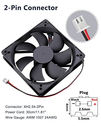Gdstime 2-Pack Dual Ball Bearing 24V 120Mm X 25Mm 5 Inch Brushless Dc Cooling Fan #TOP2