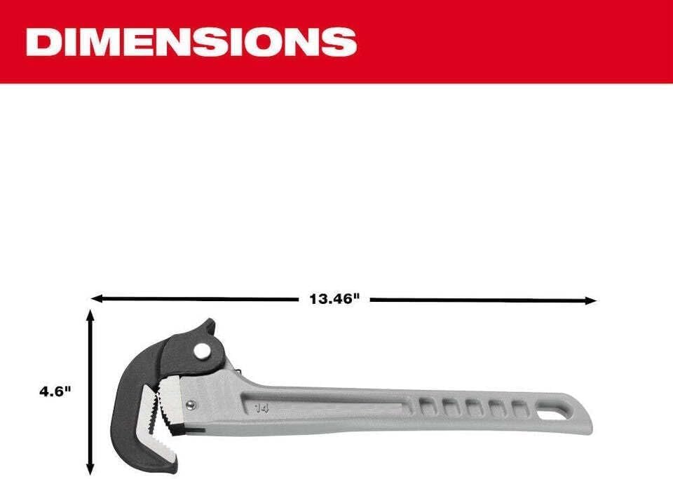 48-22-7414 for Milwaukee Aluminum Self-Adjusting Pipe Wrenches, 14 Inch Pipe Wrench, Smooth Jaw Pipes Wrenches
