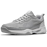 SoleEase Men's Tennis Shoes, Lightweight Breathable Non-Slip Athletic Sneakers for Men & Women Playing Pickleball Table Tennis & Badminton(803Grey,47)