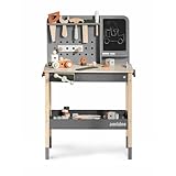 Kids Wooden Workbench, 61-Piece Tool Bench Set with Saw, Hammer, Spanner, Screwdriver, Nuts and Bolts, Chalkboard, Safety Goggles and Gloves, Construction Toy for Boys and Girls Age 3+