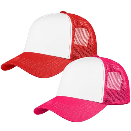 Image of Falari 5-Panel Mesh Baseball Cap, Trucker Hat, Structured Plain Design, Cotton, Adjustable Size