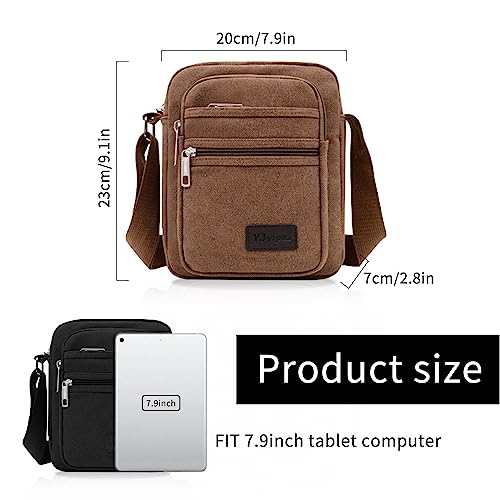 FuninCrea Crossbody Bag, Canvas Shoulder Bag Messenger Bags for Men, Multi Pocket Crossbody Phone Bag for Travelling, Hiking2