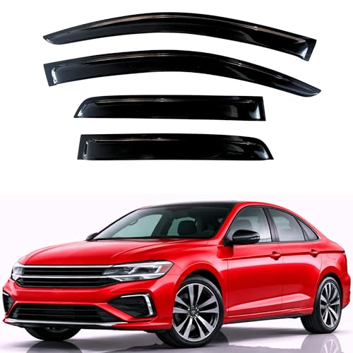 Image of KPY Rain Guards Fit for 2019-2026 Volkswagen Jetta, Out-Channel Window Visors Vent Wind Deflectors 4PC, Car Accessories for 19-26 VW Jetta