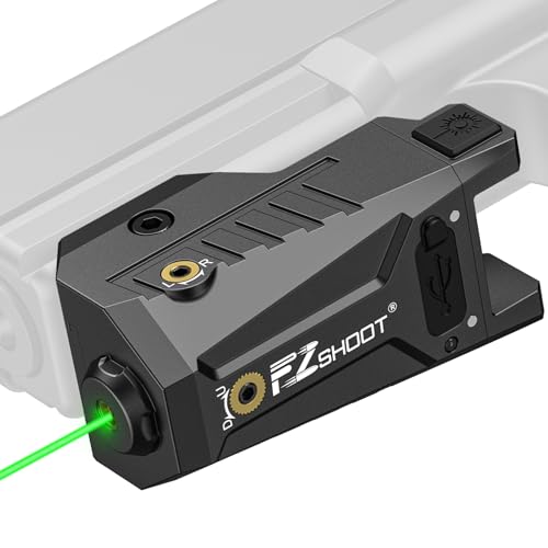 EZshoot Compact Pistol Laser Sight, Green Laser Gun Sight with Adjustable Slide Rail, Rechargeable Low Profile Laser for Pistol Compatible with 21MM Picatinny Rail