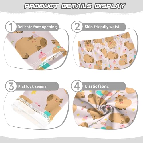 Cute Pink Capybara Birthday Party Girls Leggings Kids Yoga Pants Athletic Tights Pants 4-10 Years3