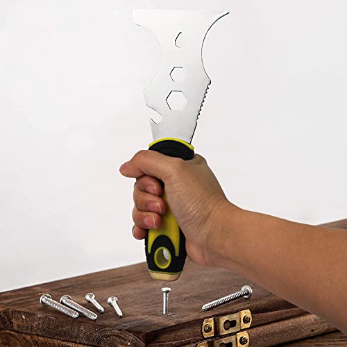 Multi-Painter's Stainless Steel Tool Spealloy Paint Scraper, Taping Knife,3 In. Putty Knife 15-In-1 Paint Scraper Hammer Head Soft Grip Handle Fixed Multi-Tool For Wood, Wallpaper Grout #TOP4