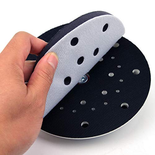 Miniatura 8 de Almohadilla de lijado de respaldo de rosca M8 de 6 pulgadas (5.906in) de 17 agujeros sin polvo para discos de lijado de gancho y bucle de 6