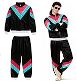 TK Gruppe Timo Klingler Trainingsanzug Outfit Overall - neon - 80er 90er Jahre für Retro Bad Taste - Jogginganzug Herren & Damen - Fasching & Karneval (L-XL,schwarz)
