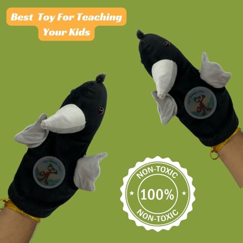 Image of Crow Hand Puppets for Kids Learning | Soft Plush Hand Puppet Toys for Storytelling, Role Play & Interactive Teaching | Educational Toys for Kids, Toddlers & Preschool Children