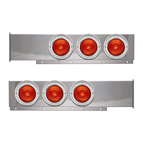 Image of GG Grand General 80172 Chrome Mud Flap Hanger with 4 inches Red Incandescent Light and Cr. Plastic Rim with Visor, Pair