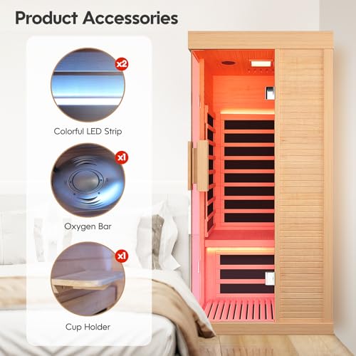 Image of Sauna Room Indoor Far Infrared Saunas Home Canadian Hemlock 1450W Low-EMF