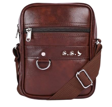 Leather Messenger Hand Sider Cross Body Bag for Men | Brown Sling Bag with Adjustable Strap | Stylish Shoulder Travel Office Casual Compact Organizer Pouch for Daily Use (Brown)-picture-47