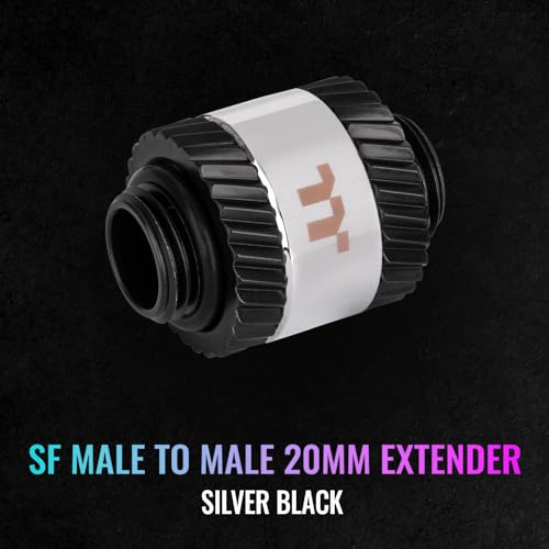 Image of Thermaltake Pacific SF Male to Male 20mm Extender Silver Black /DIY LCS /Fittings CL-W390-CU00SL-A
