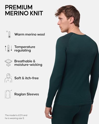 DANISH ENDURANCE Merino Wool Long Sleeve for Men, Thermal Top, Merino Wool Base Layer Underwear, with or Without a Zipper2